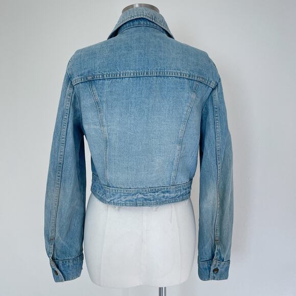 Vintage 70s LEE Cropped Denim Jacket / S-M / Western / Boho Retro / Snap Button - Picture 4 of 8